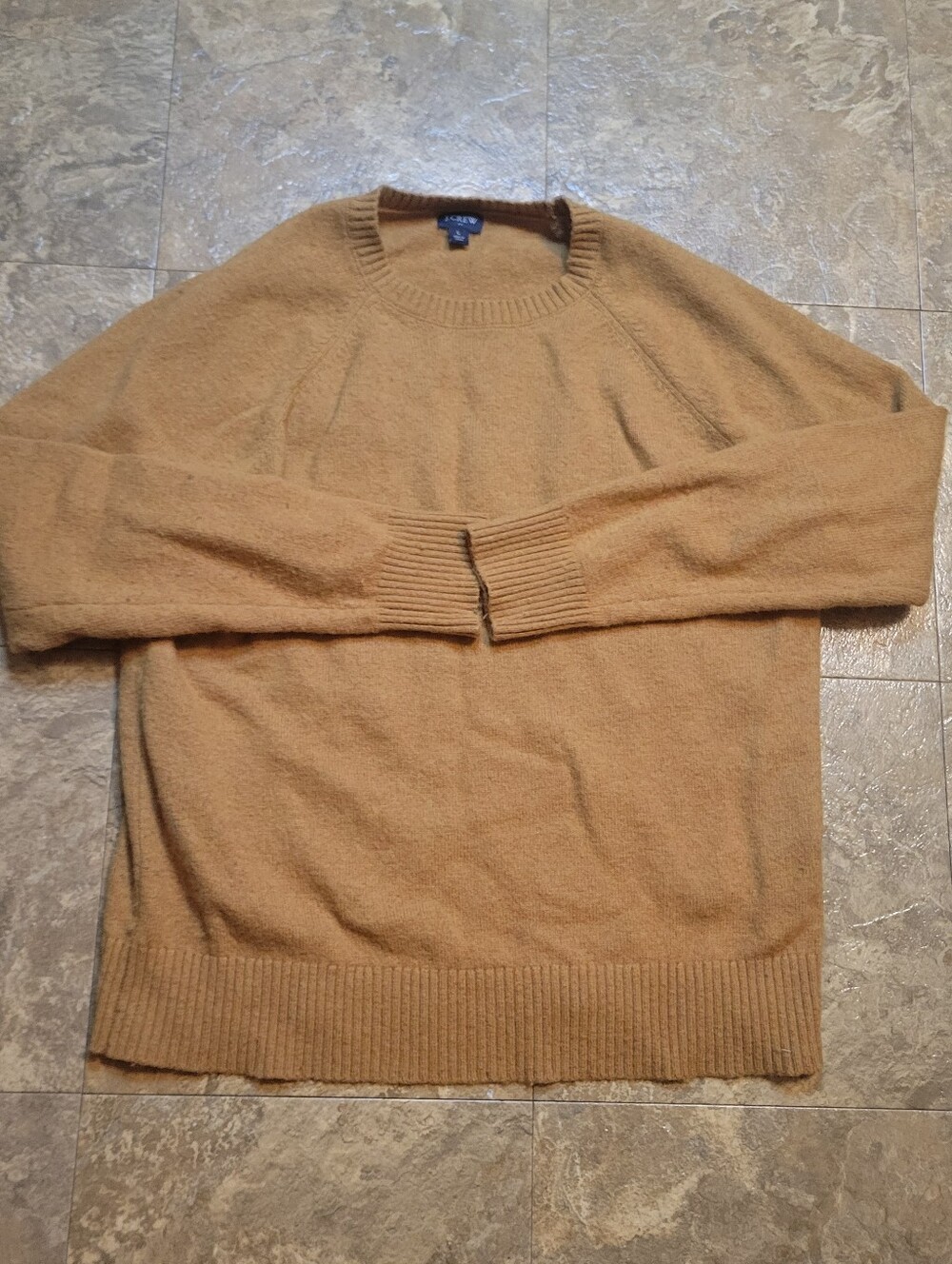 J.Crew Factory Supersoft Lambswool Blend Sweater Mens Large L Amber Crew Neck LS